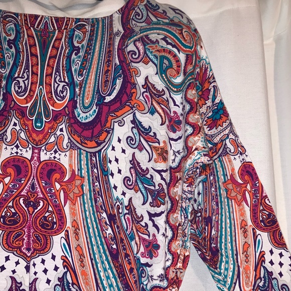 Chico’s 0 Boho, Paisley, Side Tie, Jersey Top - Picture 8 of 16